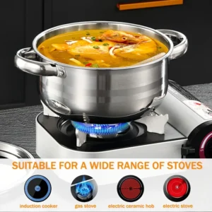 4pcs Stainless Steel Cookware Set with Heat Conduction Simmering Feature - Perfect for Soup, Noodles & More | Essential Kitchen