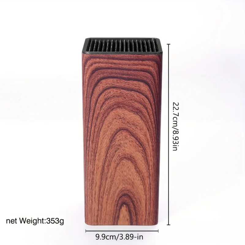 See3d2b4b4a1e4c42bba4030d60f8237fA.webp 1pc New PP Home Kitchen Knife Block Holder Rack Stands with Wood Grain Surface and Rubber Plastic Coating for Kitchen Storage