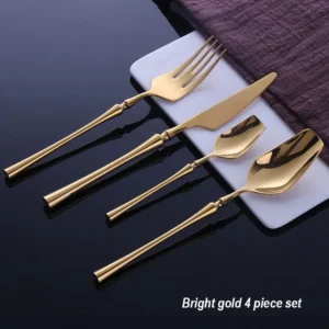 See69457cf87240558e878fc9a9384fd8p.webp 4 Pcs Mirror Matte Stainless Steel Black Gold Silver Cutlery Dinnerware Tableware Knife Spoon Fork Flatware Set Dishwasher Safe