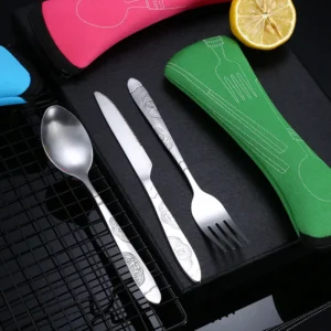 Picnic Set Tableware Washable with Zipper Travel Cutlery Kit Case Portable Pouch for Dinner Household Tool Travel Camping Spoon