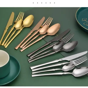Sf095c37fdc1148178f9fd8ce65ad256dx.webp 16pcs Gold Cutlery Set Forks Knives Spoons Dinnerware Dishwasher Safe Stainless Steel Western Tableware Silverware Wedding Gift