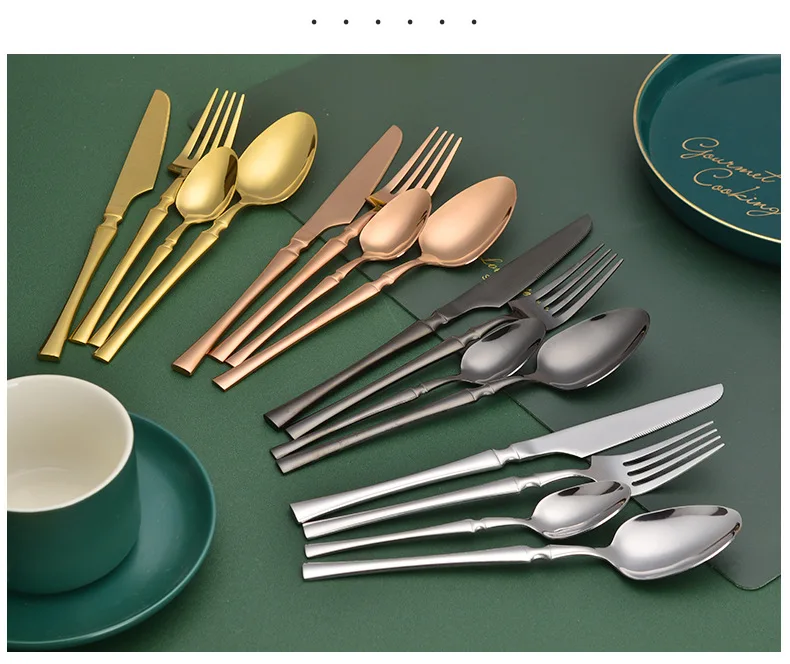 Sf095c37fdc1148178f9fd8ce65ad256dx.webp 16pcs Gold Cutlery Set Forks Knives Spoons Dinnerware Dishwasher Safe Stainless Steel Western Tableware Silverware Wedding Gift