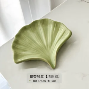 Ceramic Ginkgo Shaped Soap Holder, Household Drainage Soap Tray Holder, Bathroom Accessories, Bathroom Organizer Kitchen Storage