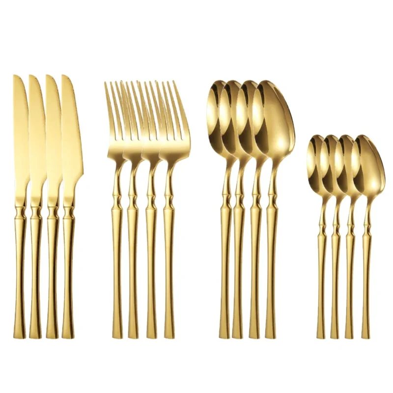 Sf2cc86ecda3e4632a6c3fc61a7c79d0a9.webp 16pcs Gold Cutlery Set Forks Knives Spoons Dinnerware Dishwasher Safe Stainless Steel Western Tableware Silverware Wedding Gift