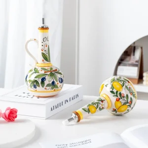 Sf5285a13a2cb433fa3a272c47257b764r.webp Hand-Painted Ceramic Oil Bottle Kitchen Storage Nordic Vinegar Oil Dispenser Cooking Utensil for Home Use Kitchen Seasoning Jar