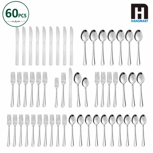 Sf637ab8de9614428a411455a74b3bede8.webp HANSMART 60Pcs Stainless Steel Flatware Set Service for 12 Vertical Ribbed Handle Silverware Cutlery Set Dinner Fork Salad Fork Spoon Knife Kitchen Tableware Dishwasher Safe Home Wedding Gift
