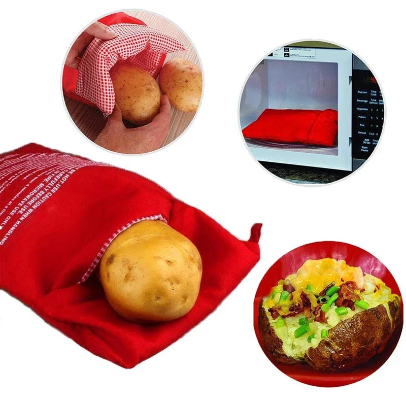 Sf820c8caa2f140a2b5151ca739b4bc676.webp Kitchen Supplies Microwave Potato Bag Baked Potato Bag Red Pouch Cooking in Just 4 Minutes Cooker Bag Potato Bags Kitchen Tools