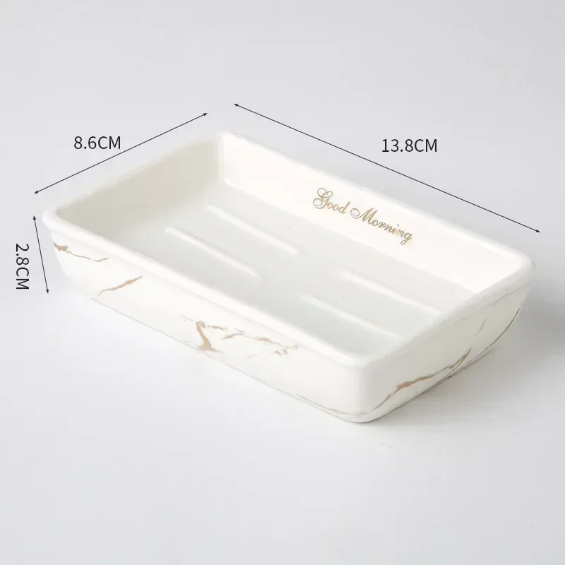 Light Luxury Soap Holder Ceramic Rectangle Household Bathroom Accessories Soap Dish Holders Restroom Organizer Kitchen Storage