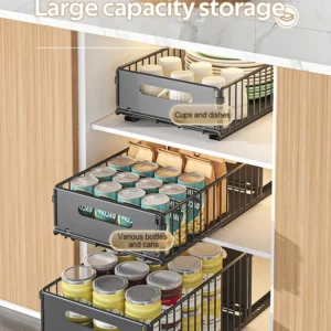Sfb2ea336f95648ebba04eecbe1c42ecc0.webp Kitchen Storage Rack Pull Out Cabinet Organizer Slide Drawer Storage Tray Seasoning Bottle Spice Storage Rack Kitchen Organizer