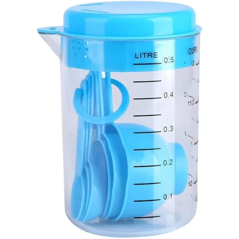 Kitchen Measuring Tool Plastic Measuring Cup Measuring Scale Set Scale Plastic Tool Measuring Set Spoon Kitchen 7-Piece